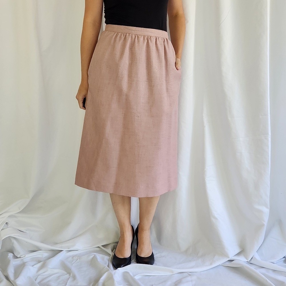 80s/90s Pink Wool(?) Pencil Skirt